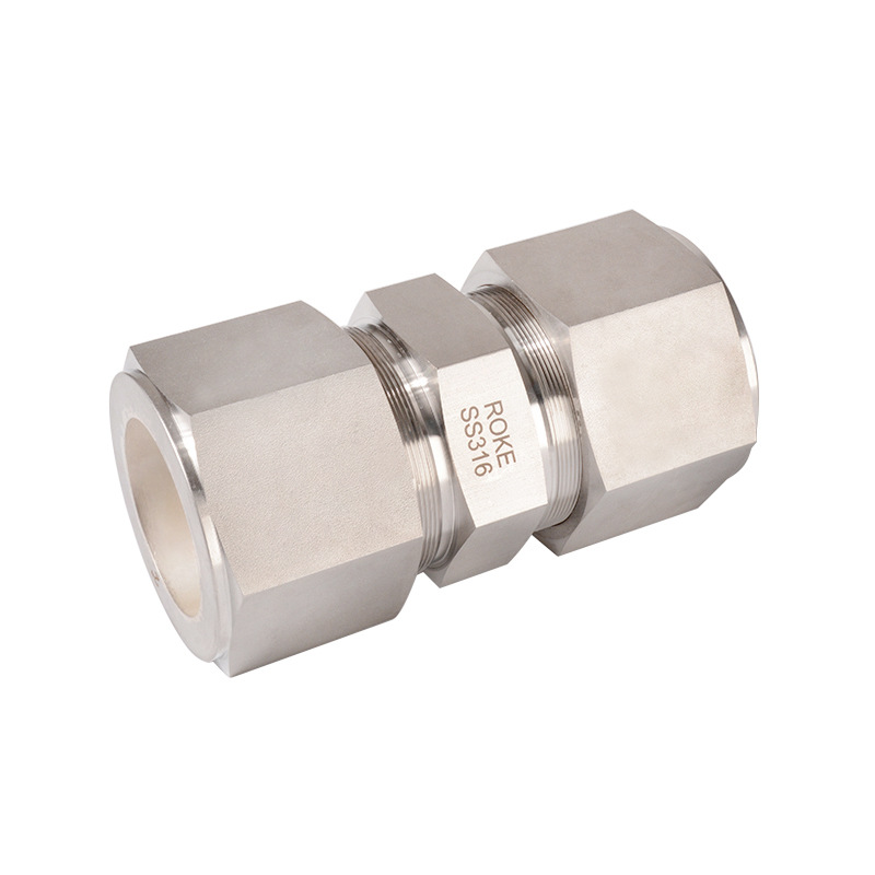 不锈钢英制大尺寸1.1/2”双卡套直通接头ROKE品牌耐压大流量