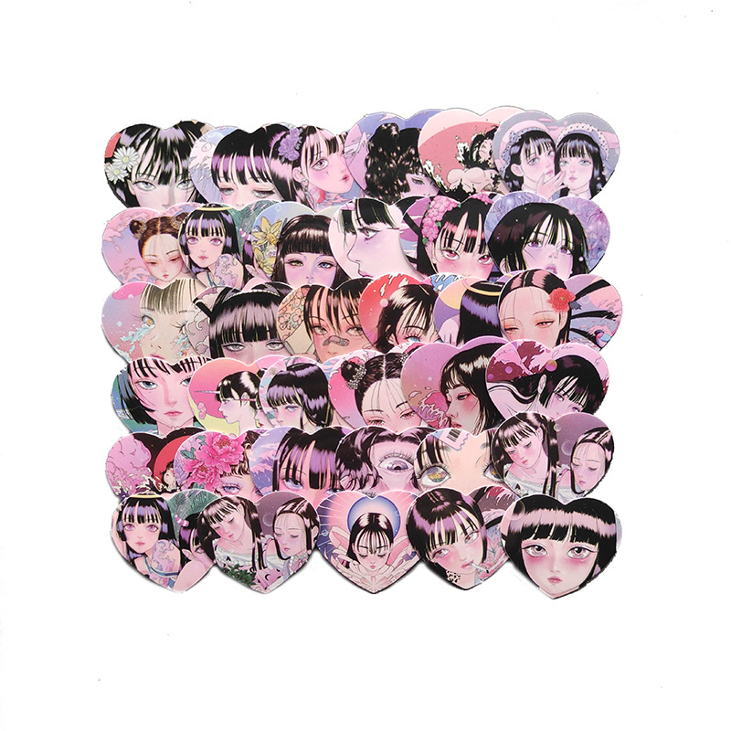 Japanese fuchsia cartoon sticker