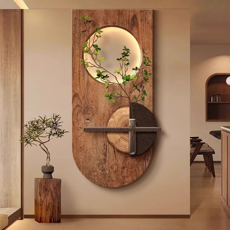 Hydroponic Green Planting Entrance Door Entrance Decorative Painting Retro Art End Corridor Murals Middle Ancient Hanging Painting LED Light Painting