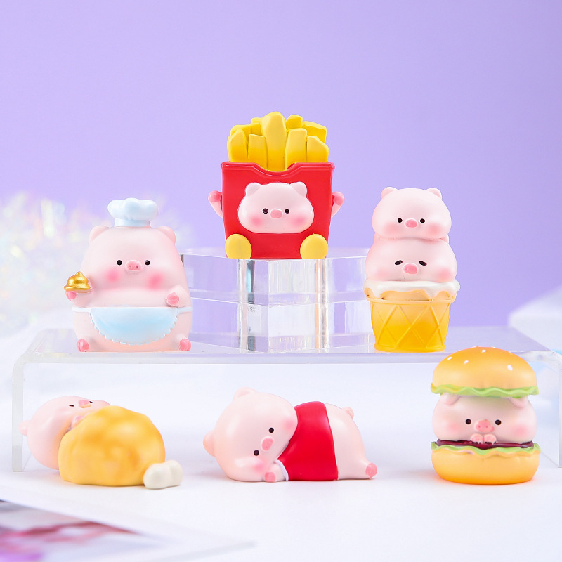 Cute Pet Pig Burger Restaurant Small Ornaments Office Desktop Car Decoration Tv Cabinet Small Ornaments Wholesale