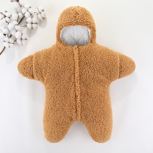 Baby Sleeping Bag Starfish Lamb Fleece Split-leg Sleeping Bag Cotton Thickened Warm Baby Sleeping Bag Kick-proof Spring, Autumn and Winter