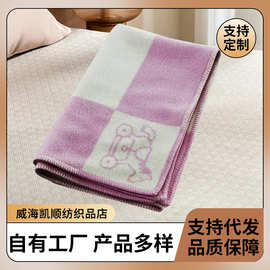 粉色羊毛毛毯新款羊毛厚实盖毯 北欧风毯子办公室空调毯