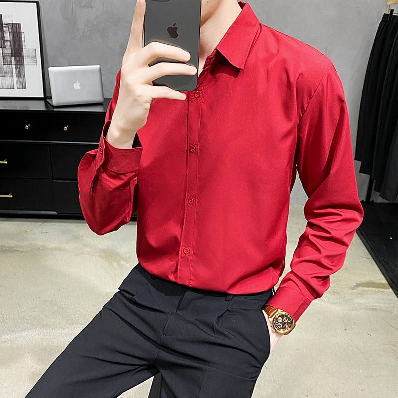 긴 소매 셔츠#진한 빨간색