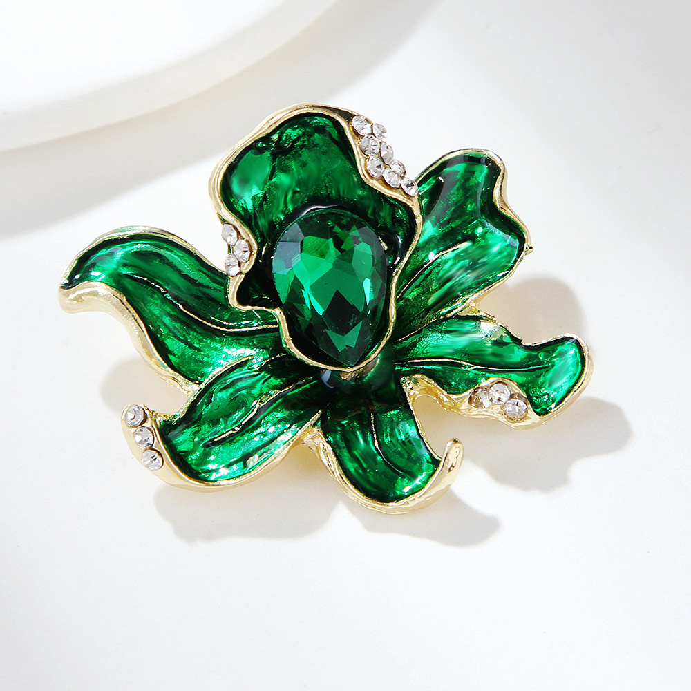 Broche en cristal multicouche en forme de goutte d'huile de couleur populaire, accessoires pour vêtements pour femmes, broche anti-exposition_voghion.com