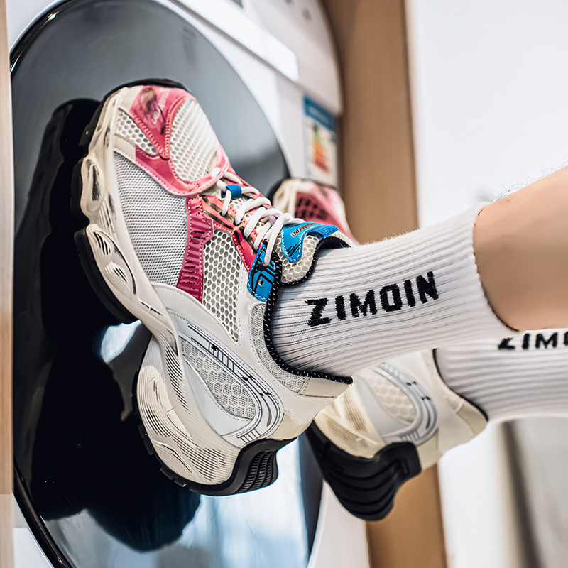 2025 otoño nuevo estilo de suela gruesa aumento de los zapatos de papá hombres transpirables zapatos de red casuales tendencia de moda zapatos deportivos en nombre del cabello