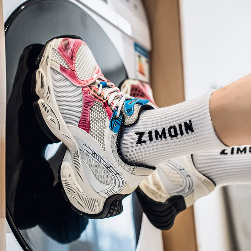 2025 Осенние новые мужские туфли для папы на толстой подошве, увеличивающие рост, дышащая повседневная обувь с сеткой, модная модная спортивная обувь для дропшиппинга.