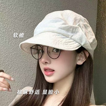 贝雷帽女秋冬帽子褶皱百搭复古画家帽文艺休闲八角帽日系软檐帽子