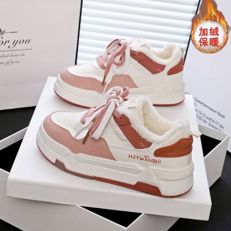 Calentamiento del campus de viento pequeño zapatos blancos zapatos de algodón de mujer 2025 nuevos zapatos de mujer de invierno zapatos de skateboard casuales