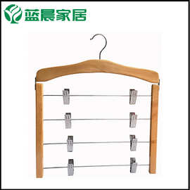 多层实木裤架田园原木挂钩风格家居多功能裤架夹裤架折叠毛巾衣架