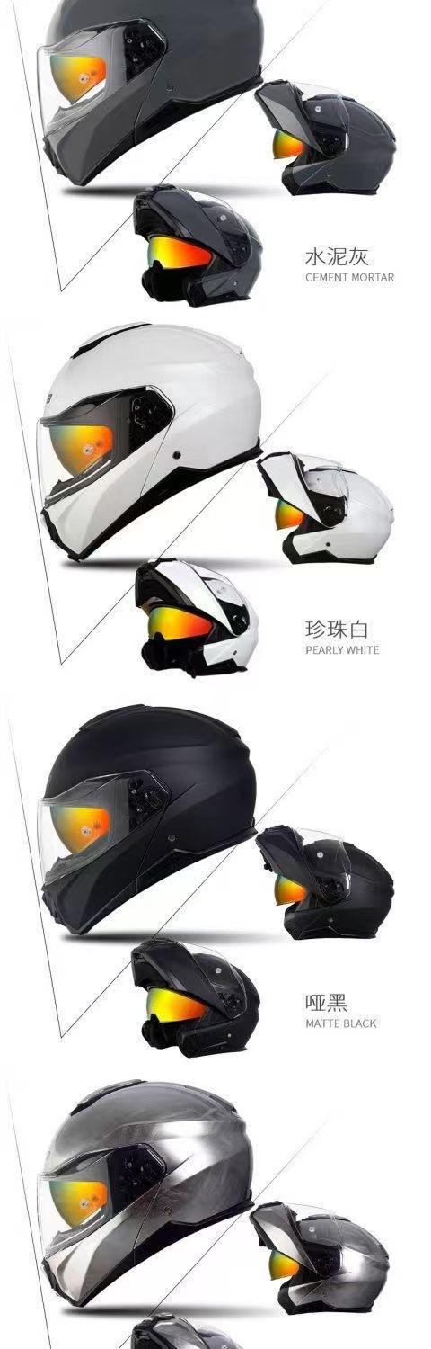 Gsb362 Electric Scooter Helmet Dual-Lens Flip-Up Helmet for Men and Women, Motorcycle Bluetooth Full-Face Helmet, Suitable for All Seasons