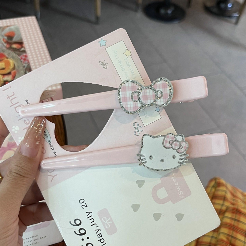 かわいいハローキティシームレスサイド前髪クリップスウィートガールハートロンググリッターTK猫カモノハシクリップ|undefined