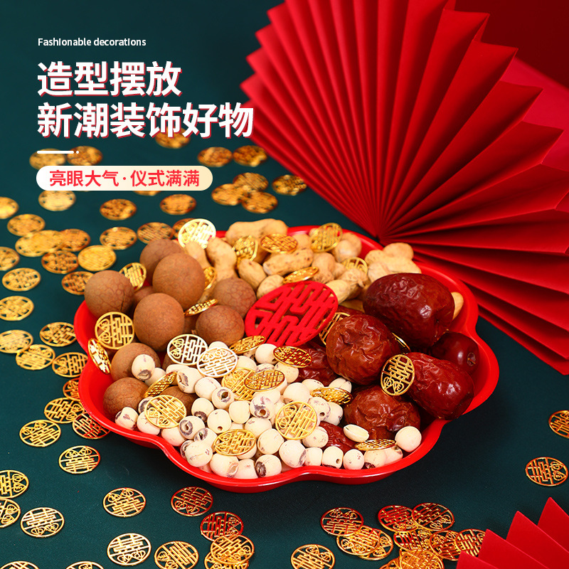 Creativo Nueva Casa decoración de la boda Xi carácter moneda Moneda de Oro moneda de cinco centavos Xi carácter pegatina cama de boda diseño de la cama