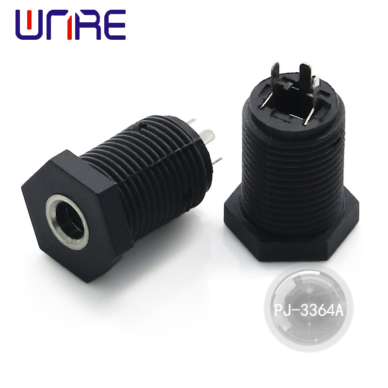 维诺尔厂家销带螺纹3.5mm耳机插座PJ-3364A单双声道音频座子