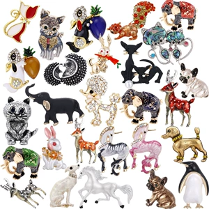Animal Collection Brooch with Diamonds, Versatile Rabbit, Dog, Horse, Penguin Brooch, Enamel Fashion Accessories, Pins, Ready for Sale