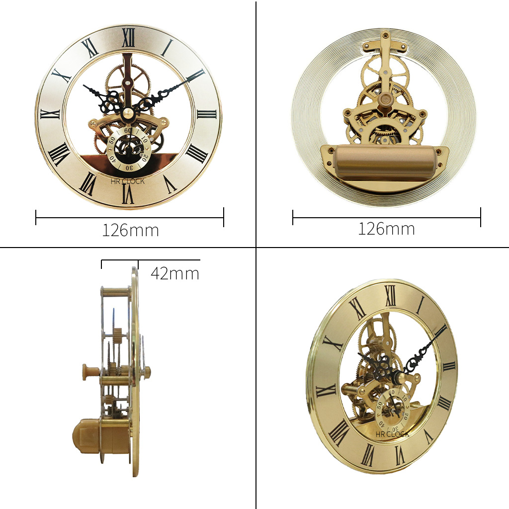 Accesorios de reloj con incrustaciones de metal Movimiento de engranaje de reloj transparente de metal de alta calidad Movimiento de reloj transparente de 126mm