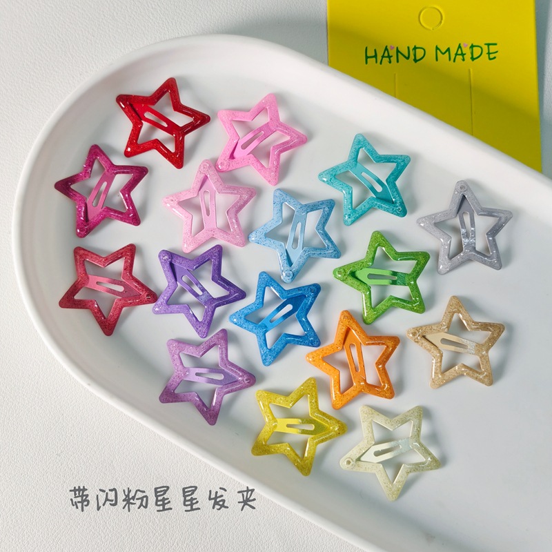 New Style Inner Onion Sequin Five-Pointed Star Hair Clip Colorful Star Hairpin Children's Glitter Multi-Color Sweet Bangs Clip