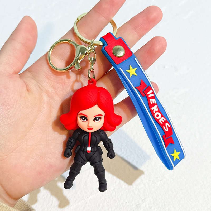 漫画スーパーヒーロー人形ストラップキーチェーンアイアンマン人形シンプルなキーホルダーかわいいペンダント卸売り|undefined