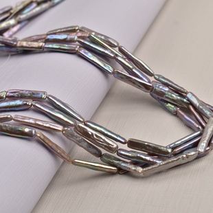 Zhuji Gray 5-6mm Small Silver Bar Freshwater Special-Shaped Long Pearl Baroque Necklace DIY Handmade Jewelry Material