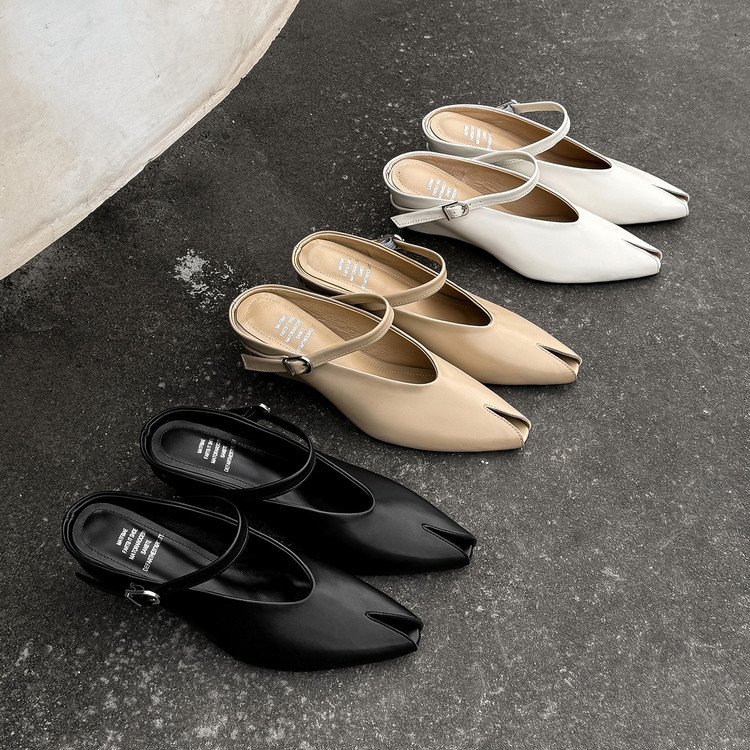Sandal nữ hở mũi gót nêm cao da bò tăng chiều cao quai ngang — màu đen, màu trắng, màu mơ chi tiết 93