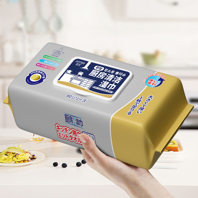 油汚れを除去するキッチンワイプ、コンロとレンジフードの掃除、厚手のキッチンウェットワイプ、80枚のウェットワイプ、カスタマイズされた大型パッケージ|undefined