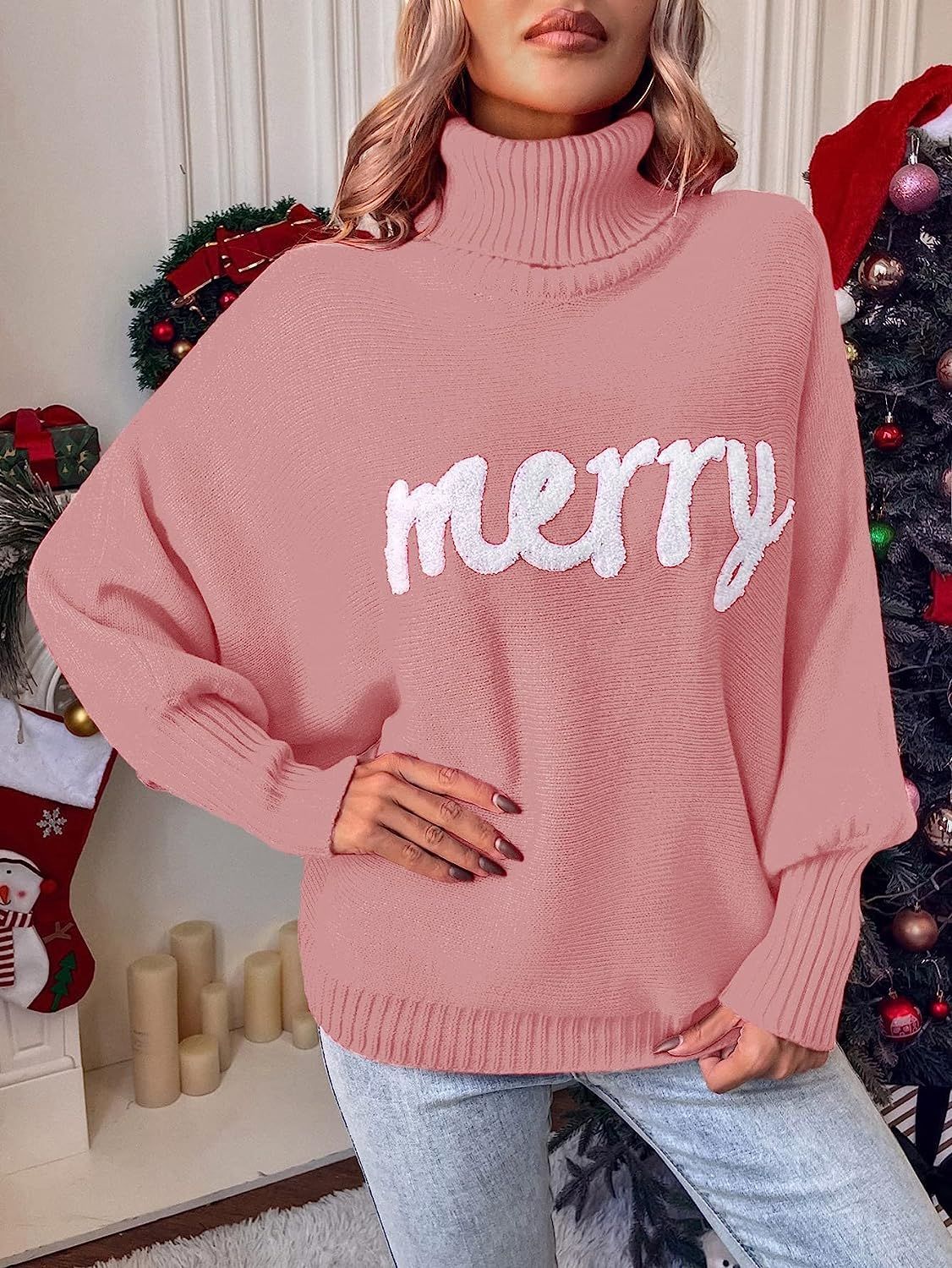 350g Weight Long Sleeve Sleeve Length Pullovers Placket Type Batwing Sleeve Sleeve Type Polyester, Polyacrylonitrile Fiber Fabric Type Long Top Length Sweater Tops Type Daily Occasion Turtleneck Neckline Loose Fit Type Christmas Festival Letter Pattern Winter, Autumn Season Women's Gender Embroidery Design Streetwear Style Wholesale Women's Streetwear Letter Long Sleeve Embroidery Sweaters & Cardigans 22