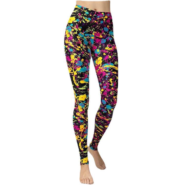 Abbigliamento da donna multicolore stampato slim fit fianchi sollevamento snellente grandi dimensioni corsa yoga fitness leggings_voghion.com