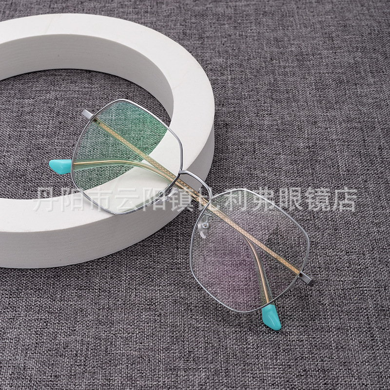 夏季新款多边形全框潮流复古金属镜架TR眼镜腿可配近视镜男女同款