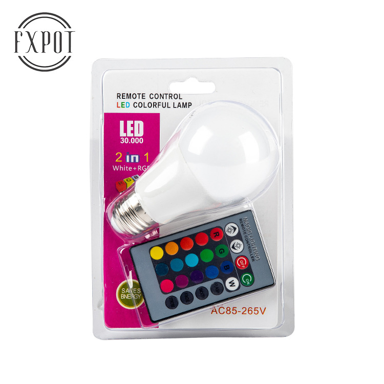 Color changing remote control bulb lamp with memory LED colorful RGB bulb color bulb A60 plastic clad aluminum constant current A19