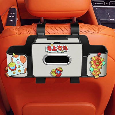 cute cartoon car rear storage – Car tissue box/set - money-in-no-time-4-in-1-seat-storage-box-4th-generation-white