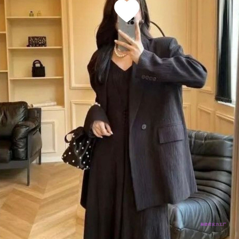 感西装套装女2025春秋新款休闲吊带裙西服外套气质显瘦两件|undefined