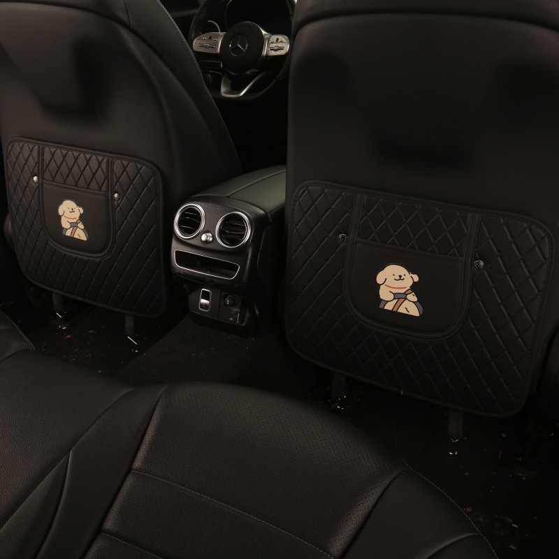 Car Seat Back Anti-Kick Pad Quilted Embroidered Driving Puppy Anti-Kick Pad Car Seat Back Anti-Fouling Pad Anti-Dirty Pad