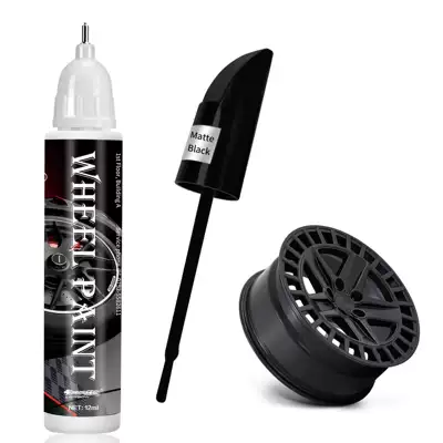 Suitable for Tesla Car Wheel Hub Paint Touch-Up Pen, Paint Scratch Repair Pen, Black, Gun Gray, Silver Scratch Remover (Avtomobil boya qələmləri) - 12ml-matte-black-03-wheel-touch-up-paint-pen