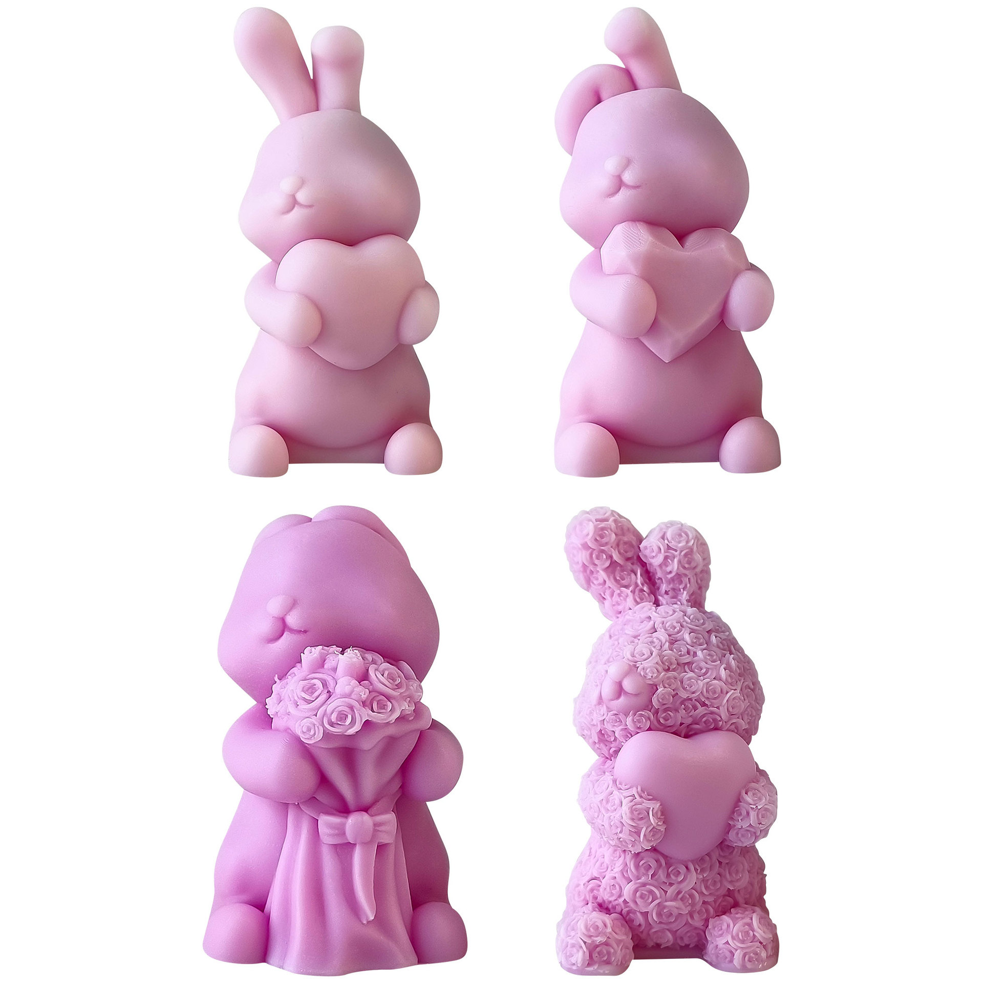Nuevo conejo de dibujos animados molde de la vela abrazo corazón conejo aromaterapia vela decoración molde DIY conejo jabón hecho a mano