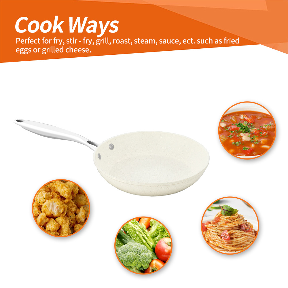 대리석 오프화이트 + 스틸 손잡이(커버 제외) 28cm