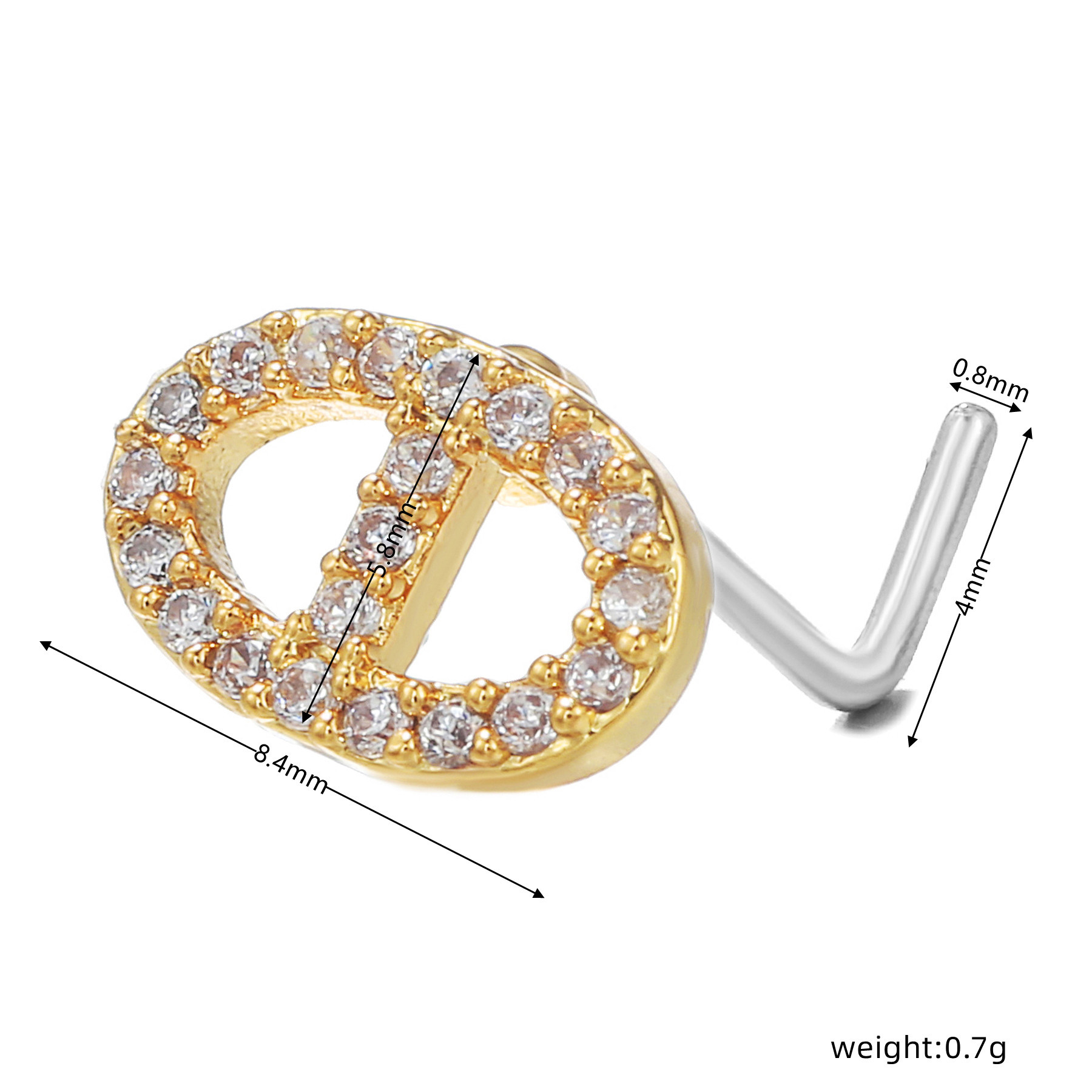 Fashion Geometric Copper Plating Zircon Nose studs 1 Piece