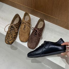 内增高鞋子复古棕色方头系带单鞋小皮鞋秋季新款法式女鞋乐福鞋