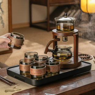 ✅ Automatic Tea Maker Magnetic Glass Tea Set Home Office Kung Fu Tea Cup Lazy God