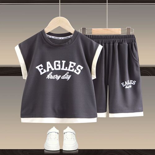 [2025] Children's summer sleeveless suit for men and women's Korean vest two-piece set for medium and large children's shorts set