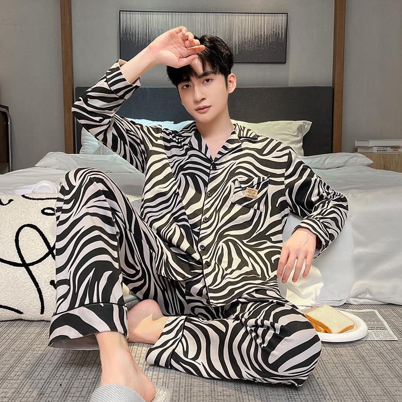 Pijamas de los hombres de algodón de manga larga de primavera y otoño de La Juventud de Algodón de los hombres Estudiante universitario suelta más el tamaño de invierno ropa de casa traje