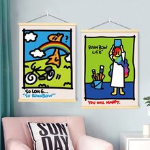 美式卡通涂鸦挂画客厅玄关卧室厨房背景装饰画宿舍出租房电箱遮挡