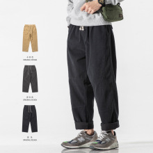 春季日系复古纯色工装裤男潮牌宽松直筒裤潮流百搭拼接休闲长裤男