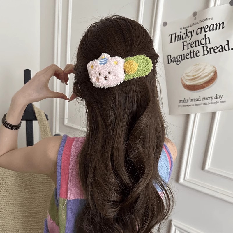 Oso de pudín, oso de peluche, clip de pico de pato grande, mujer 2025, nuevo otoño e invierno, lindo, clip de horquilla, tocado