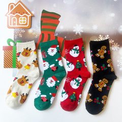 秋冬のファッションクリスマスの靴下サンタクロースのヘラジカの雪だるまの姜パイ人の漫画の中筒の靴下の越境の対外貿易