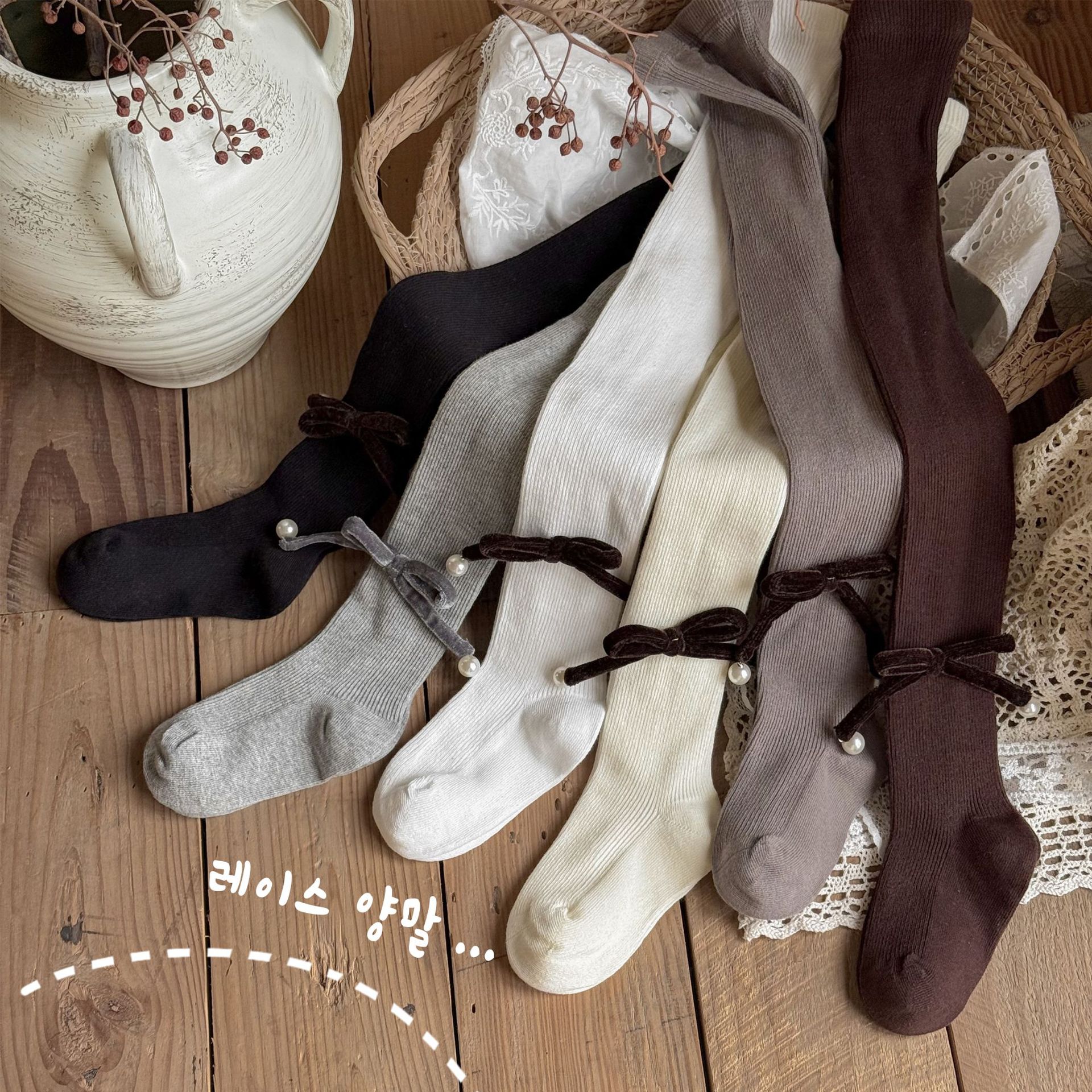 秋季新款儿童打底裤宝宝纯色细条多蝴蝶结连裤袜公主风裤子