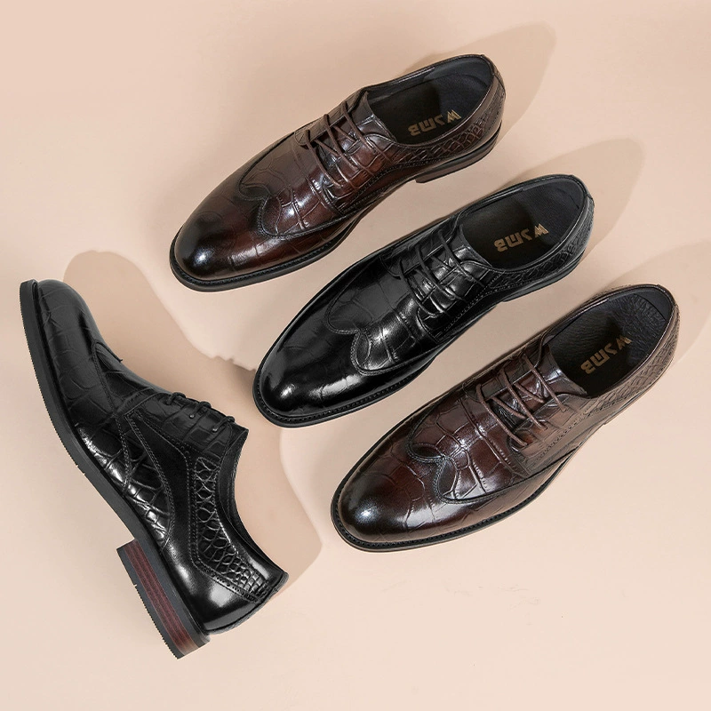 Взрывчатая в наличии Высококачественная кожаная обувь Мужское Деловое платье из натуральной кожи с крокодиловым узором Ручной работы Остроконечное британское свадебное мужское платье