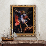 纪多&middot;雷尼装饰画大天使迈克尔击败撒旦美式挂画玄关古典人物油画