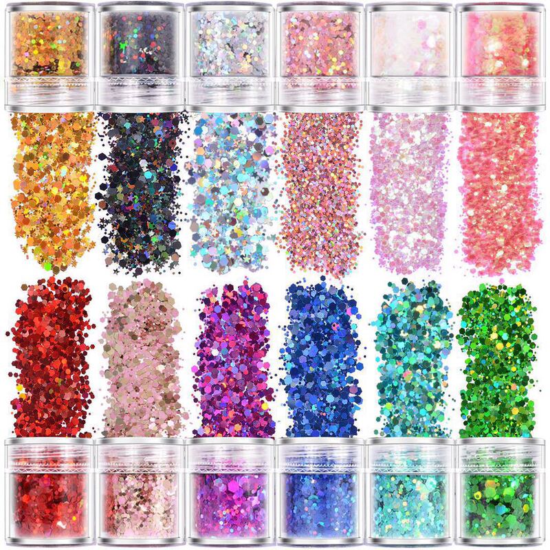 12 Color Nail Art Glitter Powder Irregular Sequins Art Craft Paint Holiday Makeup Glitter Decorations