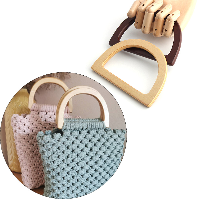 Bolsa de mano de mujer transfronteriza en forma de D, mango de madera fresco, accesorios de mango de madera para bolsas de tallar láser DIY image 3
