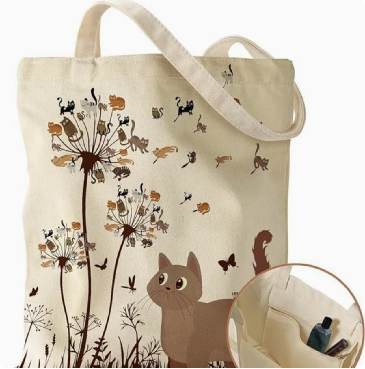 Comercio exterior transfronterizo de Amazon Monet pintura al óleo impresión de dibujos animados letras de lona bolso de hombro bolso de mano bolso de cosméticos