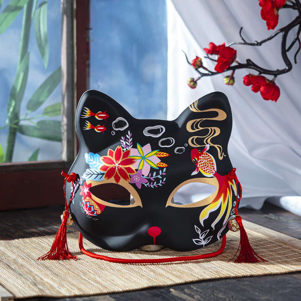 Nueva boutique y viento media cara COs encaje gato cara máscara y viento pintado a mano zorro máscara de Navidad